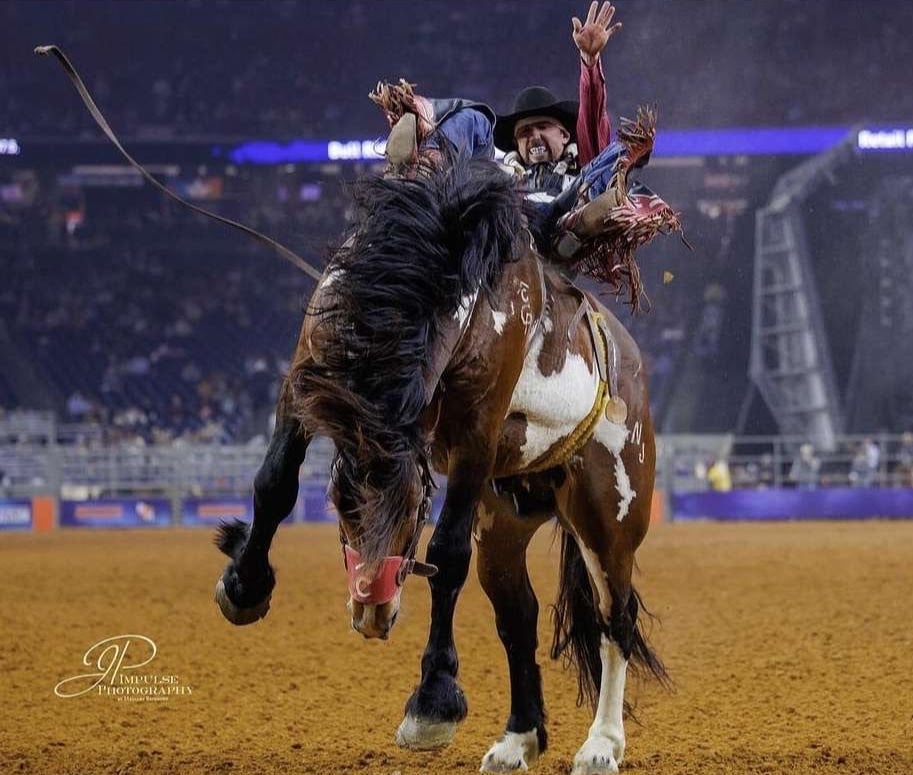 Garrett Shadbolt of Merriman, Neb., competing in the bareback event during a rodeo. Courtesy photo