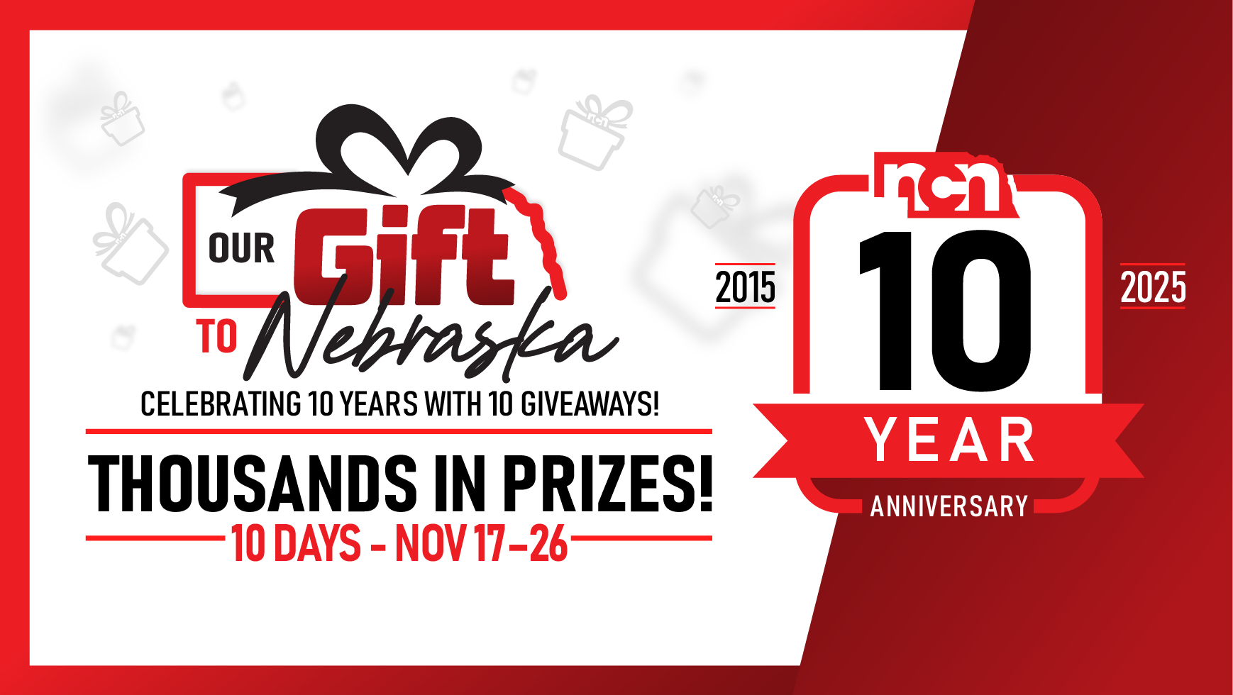 NCN 10 Grand Prize Giveaways!