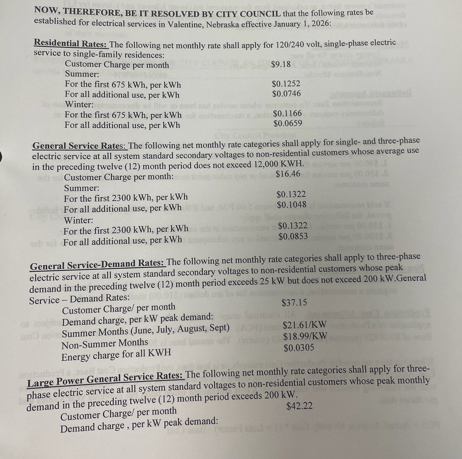 Electric rates set to rise in Valentine